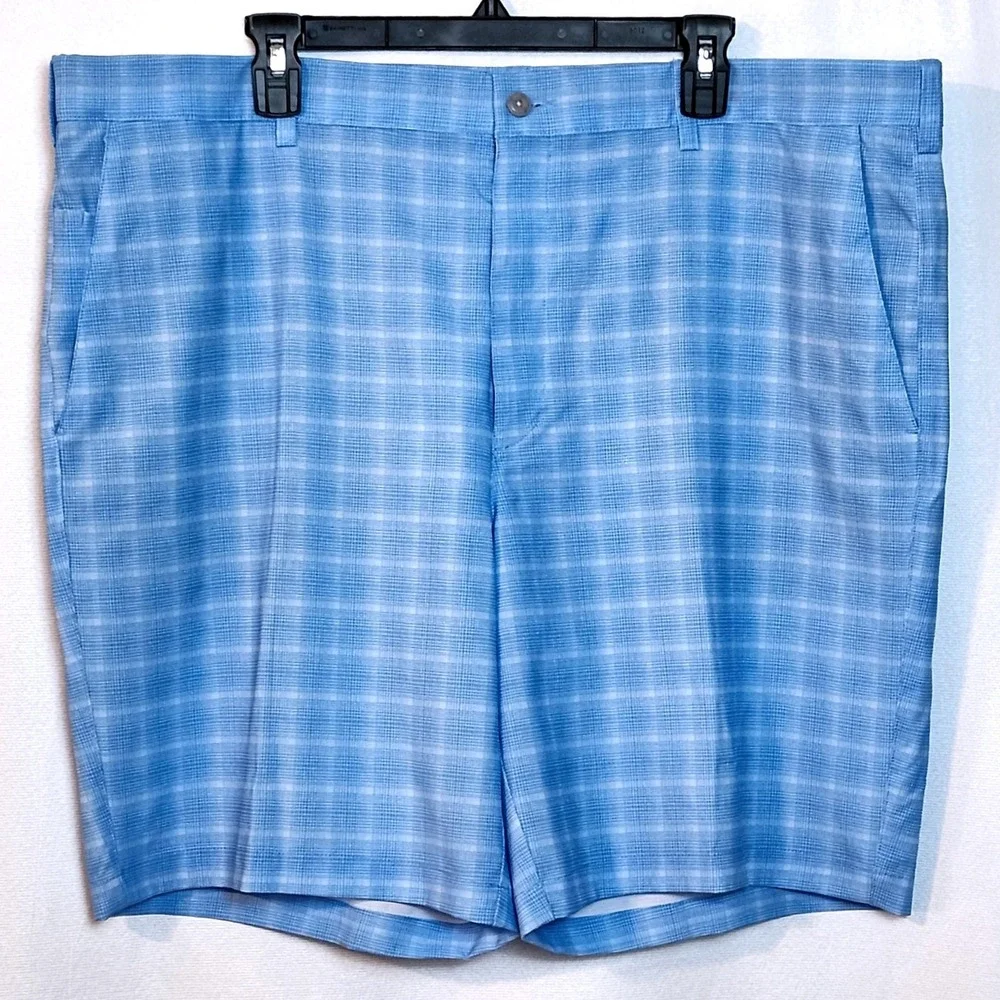 LOT OF 2 PGA TOUR LIGHTWEIGHT GOLF SHORTS MENS SIZE 42 BLUE PLAID‎